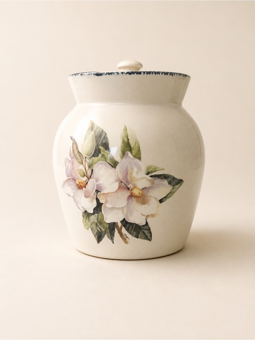 MAGNOLIA FLOWER CANISTER | HOME & DECOR PARTY 9.5” TALL